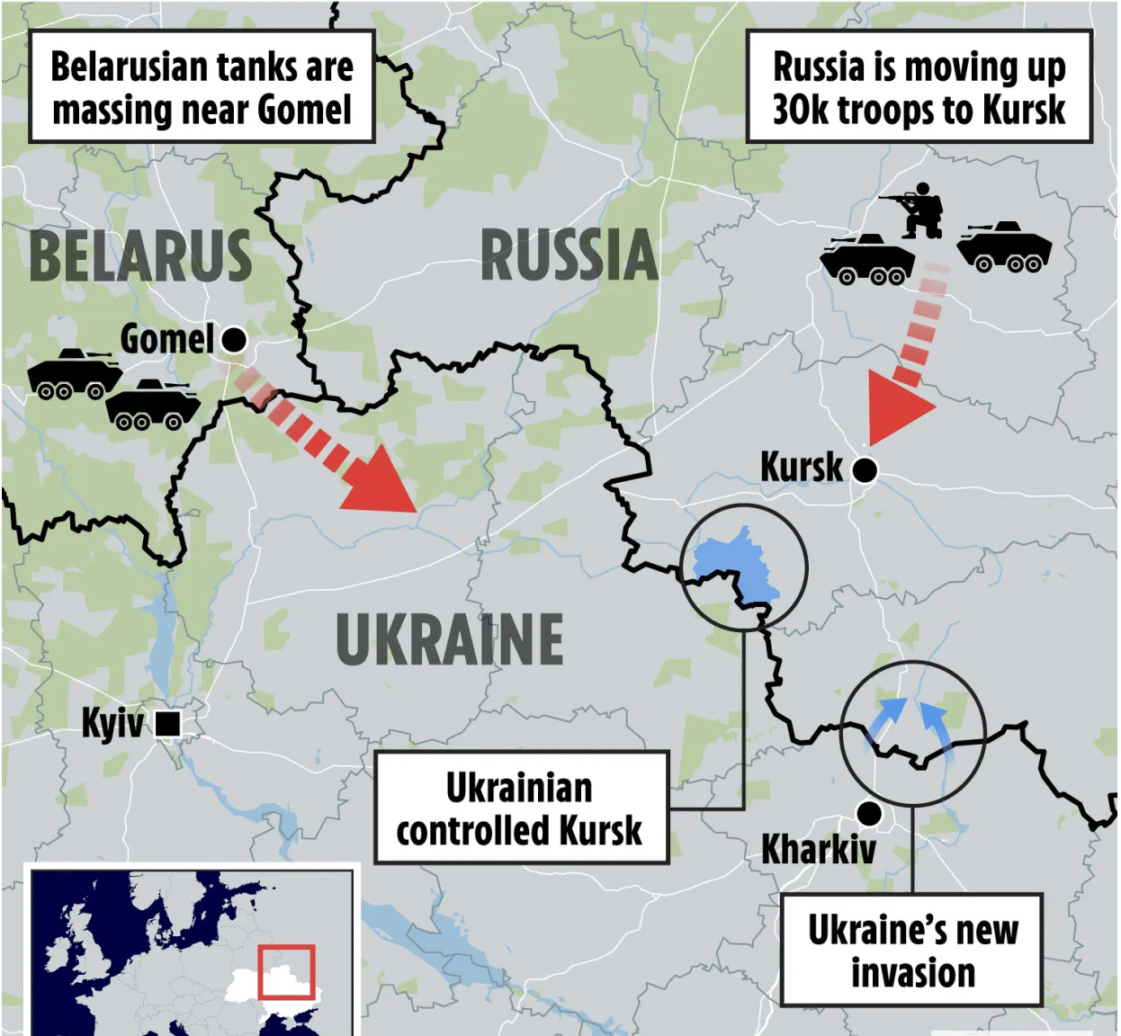 Putin masses 30,000 troops to border to stop Ukraine advance